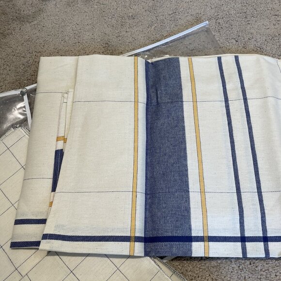 Savim Tablecloth & 6 Napkins Blue Check Rooster Chicken Cotton 56X71" Made Italy - Picture 5 of 6